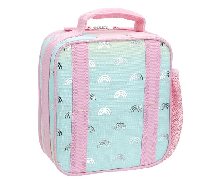 Mackenzie Pink Ombre Silver Foil Rainbows Lunch Boxes | Pottery Barn Kids