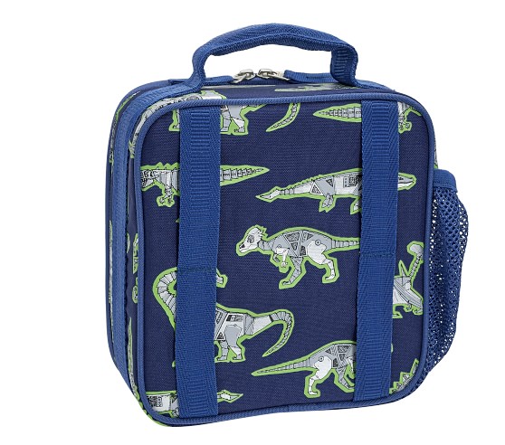 Mackenzie Blue Robo Dinosaurs Foil Lunch Boxes | Pottery Barn Kids