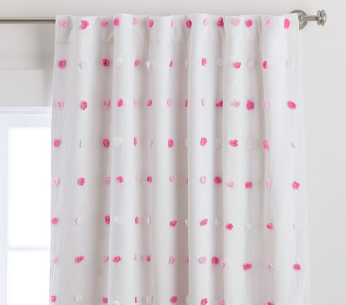 Tonal Pom-Pom Blackout Curtain Panel | Pottery Barn Kids