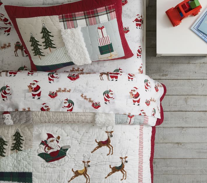 Organic Heritage Santa Kids' Sheet Set | Pottery Barn Kids