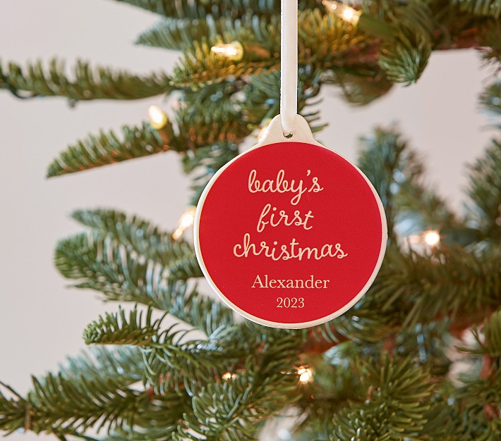 Baby's First Round Acrylic Personalized Ornament