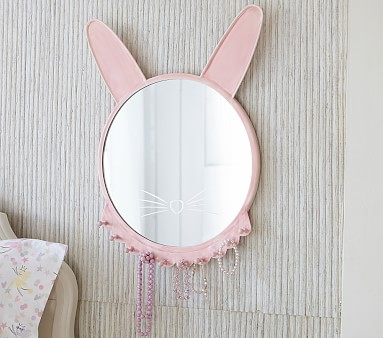 Wooden Safety Mirror for Kids Room Minnie Ears Mirror Girls 