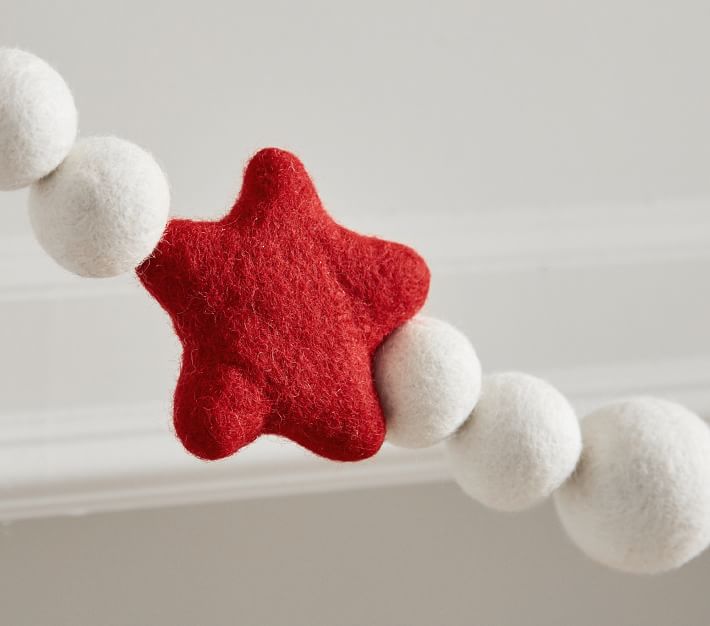 Felted Ball And Star Christmas Tree Garland | Pottery Barn Kids