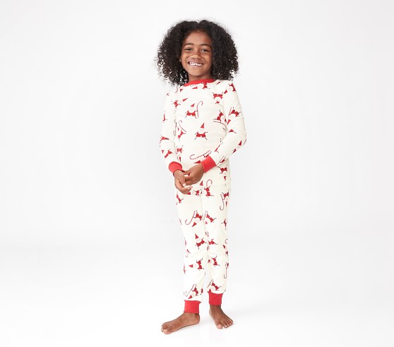 west elm x pbk Modern Smiley Santa Organic Pajama Set | Pottery Barn Kids