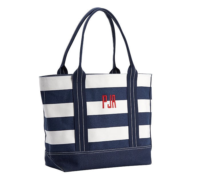 Personalized Lilly Anchor Canvas Tote Bag - White