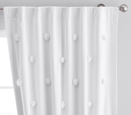 Pom-pom Applique Blackout Curtain Panel 