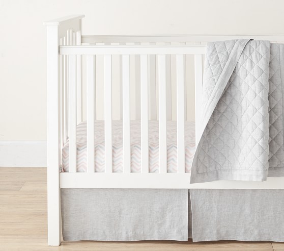 Finley Multi Chevron Washed Linen Cotton Crib Fitted Sheet | Pottery ...