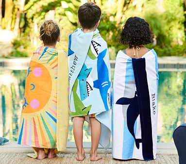 Whale Stripe Beach Towel | Pottery Barn Kids