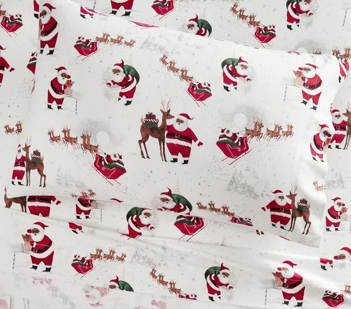 Organic Heritage Santa Kids' Sheet Set Pottery Barn Kids