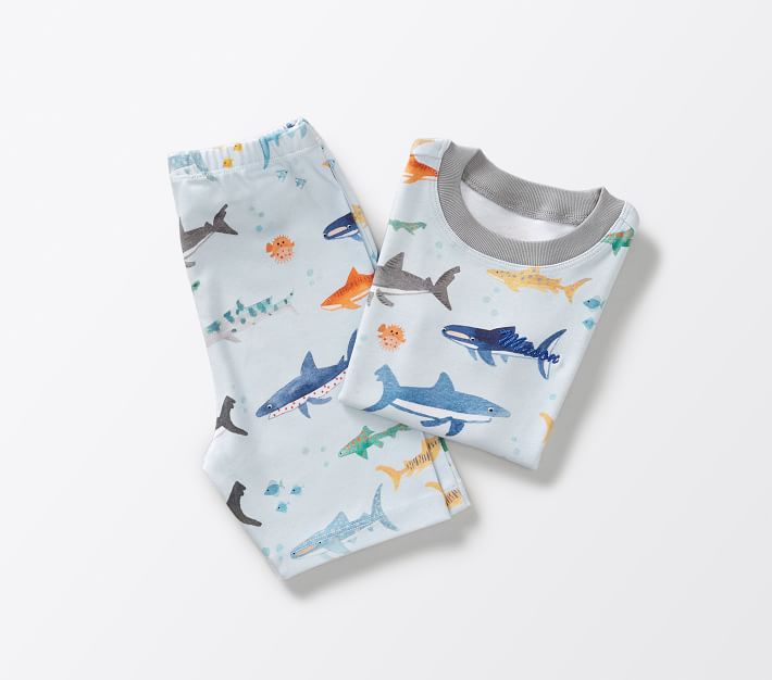 Shark Party Organic Short Sleeve Pajama Set | Pottery Barn Kids