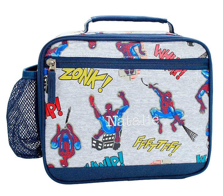 Marvel Avengers Boys Lunch Box Blue Carry Handle Zips Insulated Name Tag  NEW