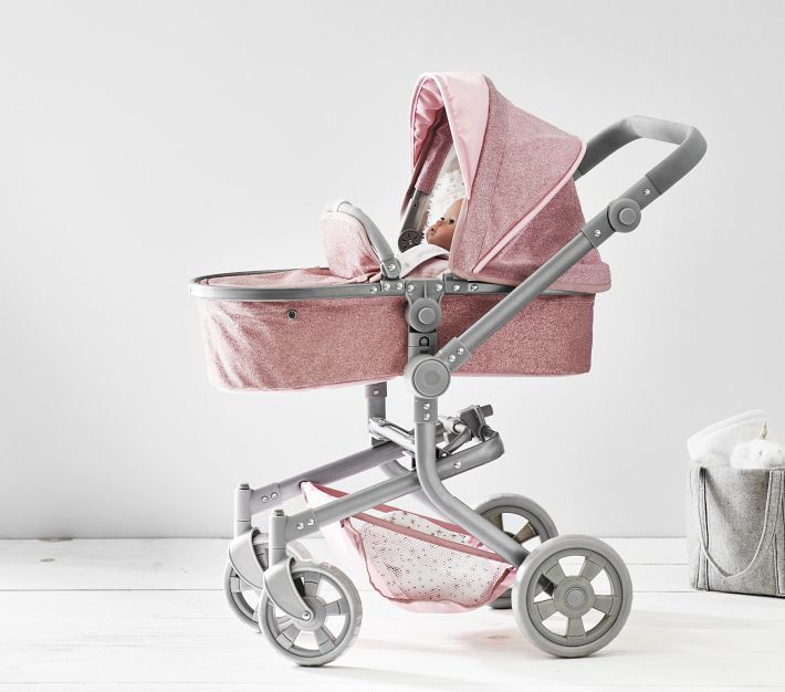 Pink Glitter Convertible 3-in-1 Baby Doll Stroller | Doll