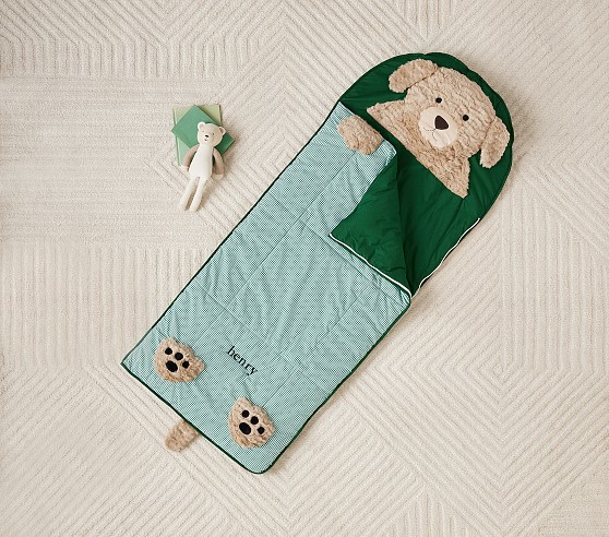 Dusty Blue Shaggy Head Puppy Kids Sleeping Bag