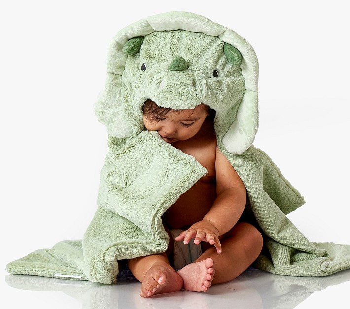 Dino Faux Fur Baby Hooded Towel Pottery Barn Kids