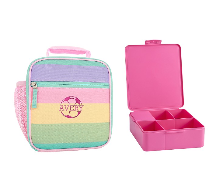 Pink Stripes Two Compartment Lunch Bag