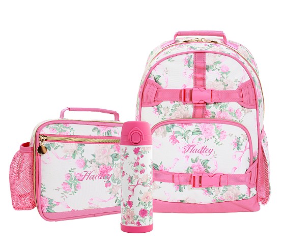 Personalized Backpack and Lunch Bag Set in White and Pink