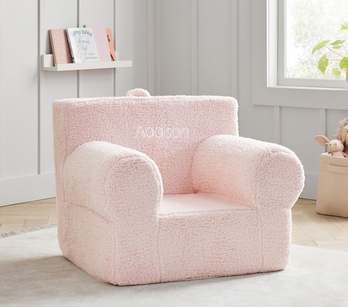 Oversized Anywhere Chair Blush Cozy Sherpa Slipcover Only