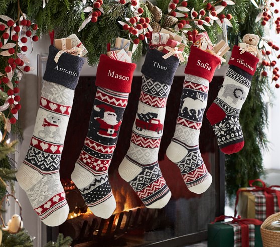 Snowman Natural Fair Isle Christmas Stocking | Pottery Barn Kids