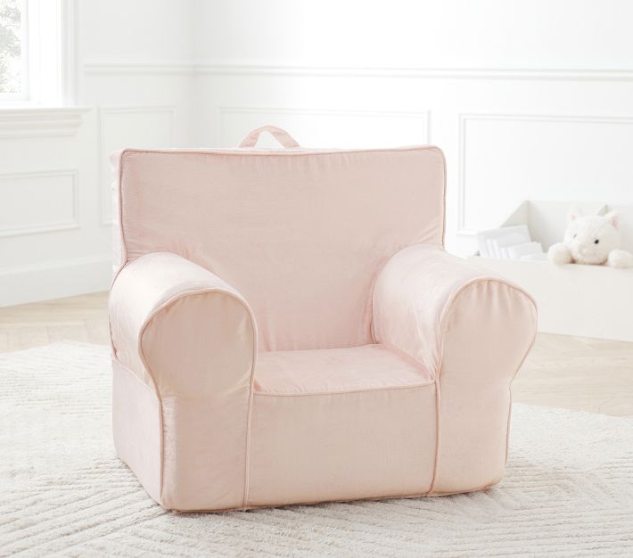 Blush With White Piping Anywhere Chair®, Kids Armchair