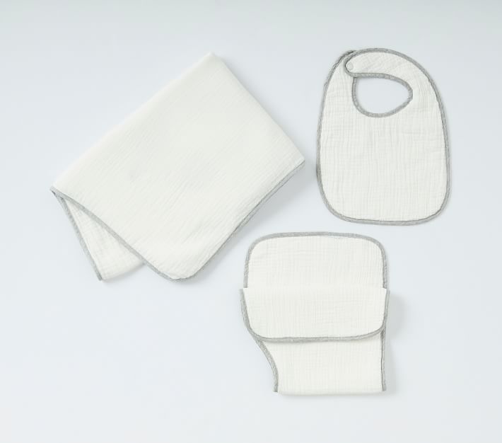 Muslin Linen Trim Burp Cloth Pottery Barn Kids