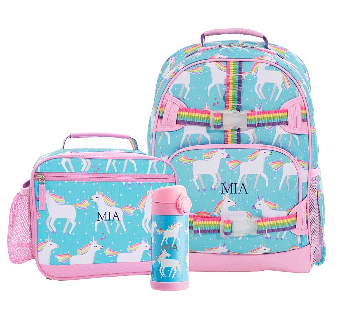 Mackenzie Aqua Rainbow Hearts Backpack & Lunch Bundle, Set of 3