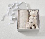 Baby Gift Set - Newborn Baby Gifts Include Baby Clothes, Muslin Cloths, Cute Pink Teddy Bear and Hanging Plaque