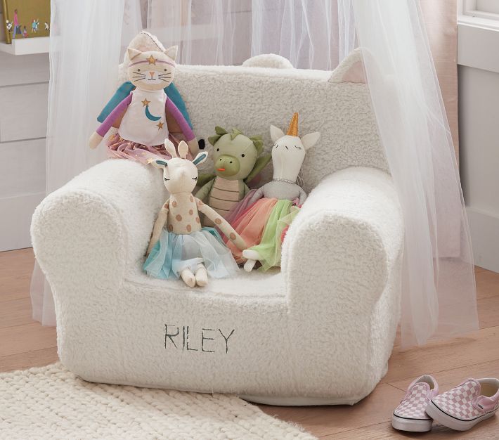 Anywhere Chair Ivory Sherpa Kitty Pottery Barn Kids