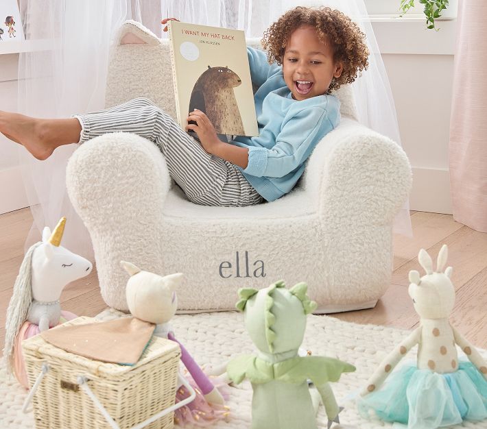 Anywhere Chair Ivory Sherpa Kitty Pottery Barn Kids