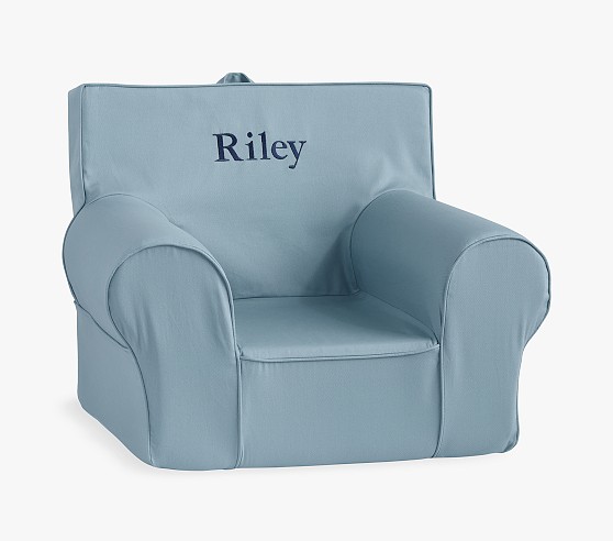 Critter Sitters Denim Blue Animal-Shaped Kids Accent Chair with