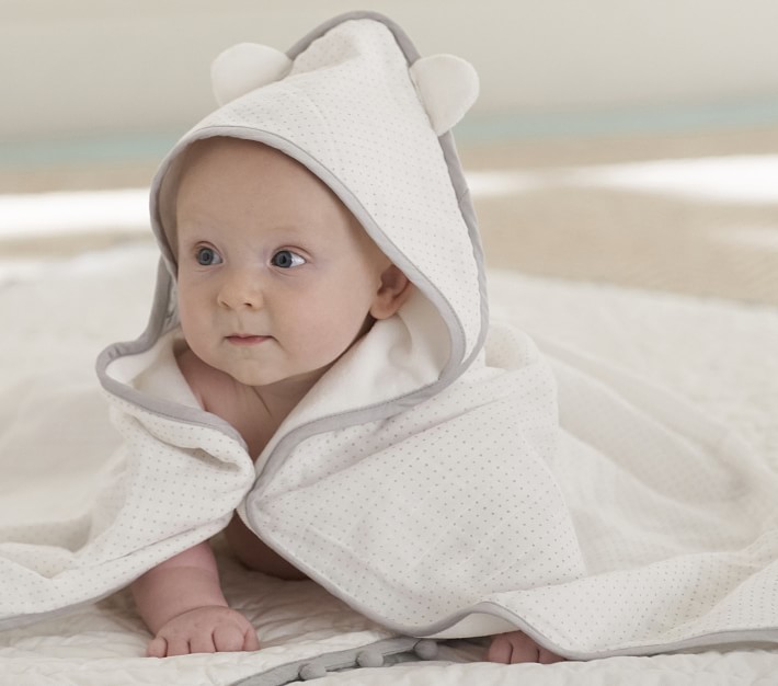 Sweet Dot Baby Hooded Towel & Washcloth Sets Pottery Barn Kids