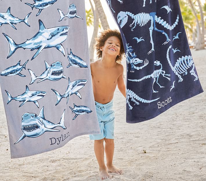 Dino Bones Kids Beach Towel | Pottery Barn Kids