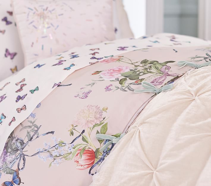 Monique Lhuillier Organic Sateen Floral Bouquet Kids' Duvet Cover