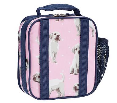 Pink & Navy Puppy Kids Lunch Box | Pottery Barn Kids