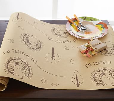 Craft Paper Thanksgiving Table Runner, Kids Table Decor