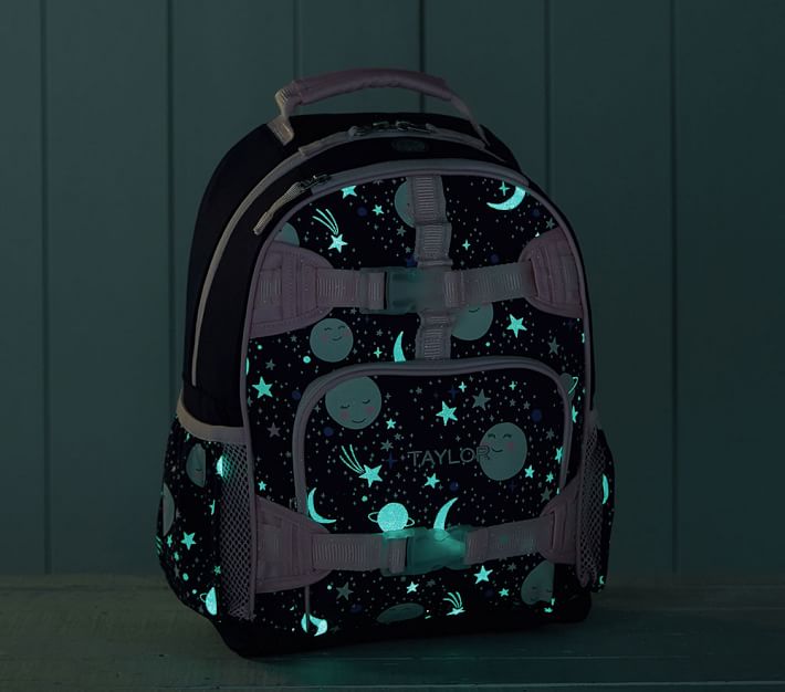 Mackenzie Pink Navy Glow-in-the-Dark Moons Girls Backpacks