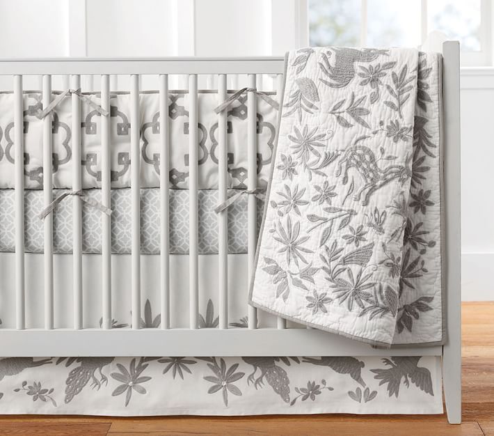 Grey Piper Crib Skirt Nursery Bedding Pottery Barn Kids