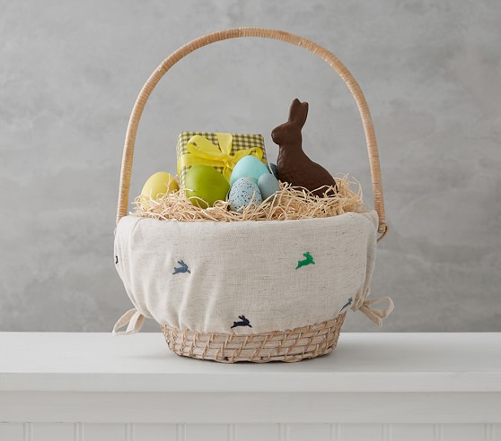 Embroidered Bunny Easter Basket | Pottery Barn Kids