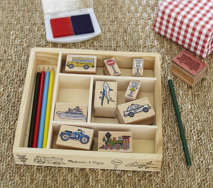 Melissa & Doug Vehicles Wooden Stamp Set