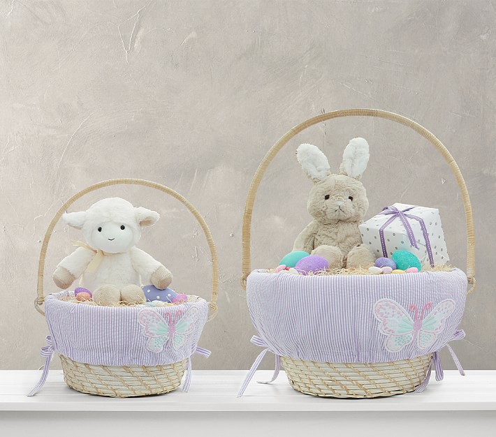 Lilac Seersucker Applique Butterfly Easter Basket Pottery Barn Kids