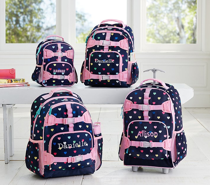 Navy Pink Multi Hearts Kids Backpack