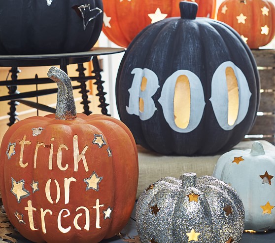 Glitter Pumpkin & Stars Luminary | Halloween Decoration | Pottery Barn Kids