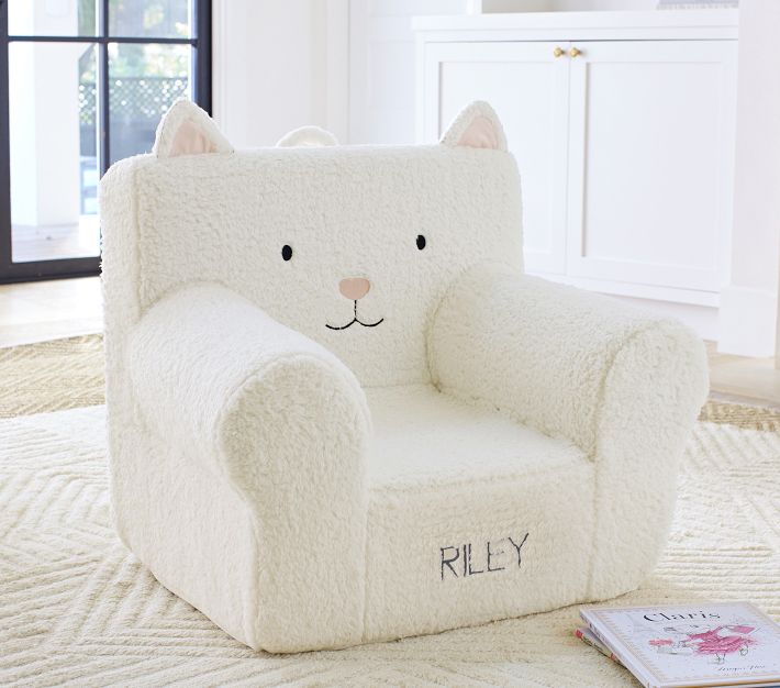 Anywhere Chair Ivory Sherpa Kitty Slipcover Only Pottery Barn Kids