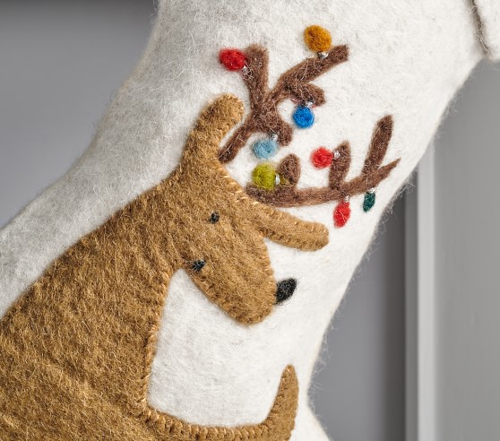 west elm x pbk Modern Reindeer Felt Stocking | Pottery Barn Kids