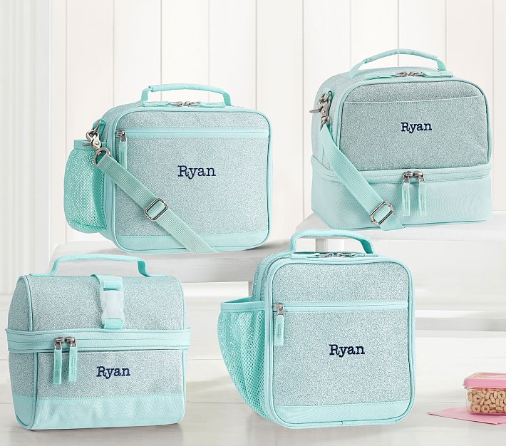 Mackenzie Lavender/Aqua Ombre Sparkle Glitter Lunch Boxes