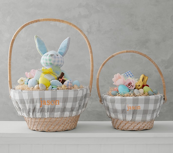 Large Scale Gingham Easter Basket Liners Pottery Barn Kids