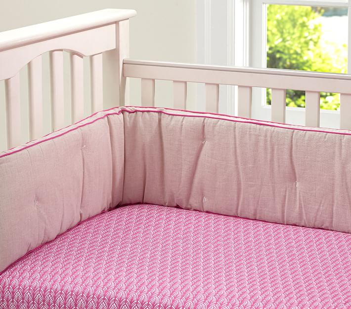Bright Pink Mini Crib Linen Nursery Bedding Crib Bedding Pottery