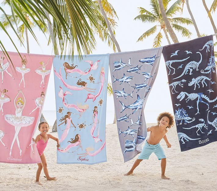 Dino Bones Kids Beach Towel | Pottery Barn Kids