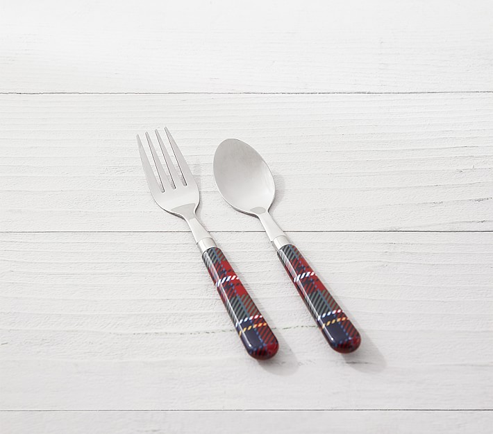 Kids Holiday Stripe Spoon & Fork Set