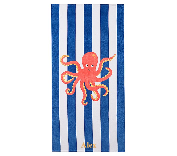 Octopus Stripe Kids Beach Towel | Pottery Barn Kids