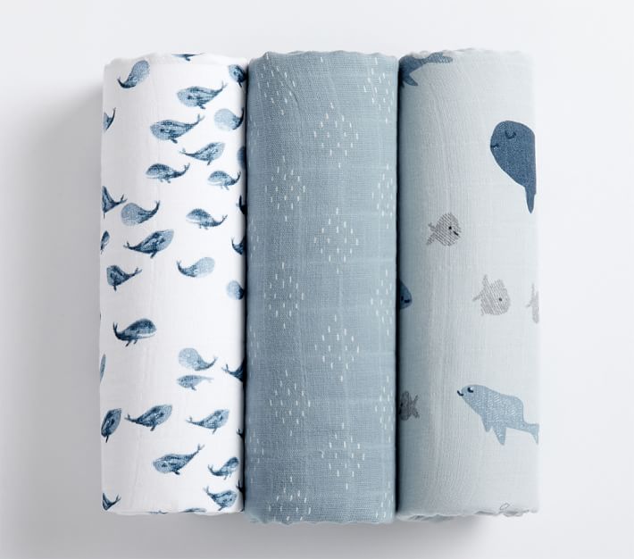 Whale Cloth Napkins Set of 4 Organic Cotton Nautical Unpaper